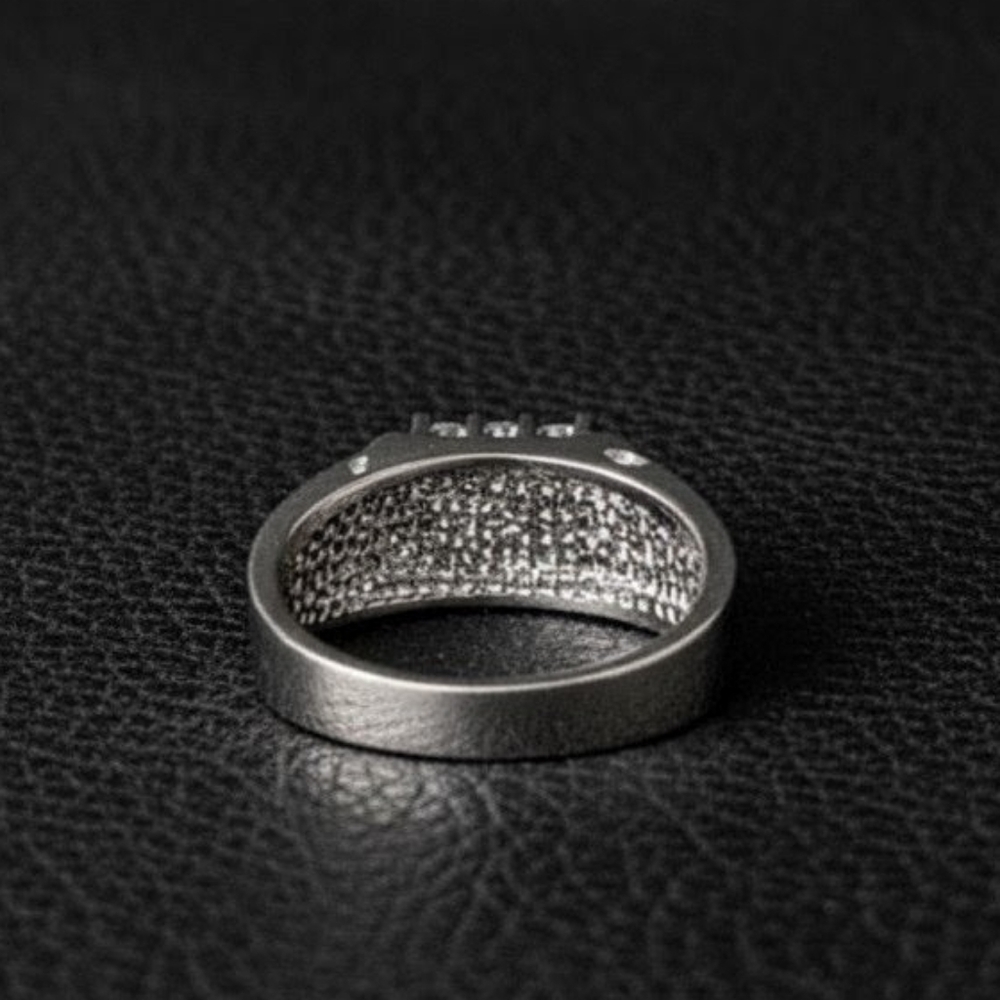 Vintage 925 Silver Nugget Statement Ring Triple Row Iced Men's Band NOS • 8.7g - Picture 4 of 7